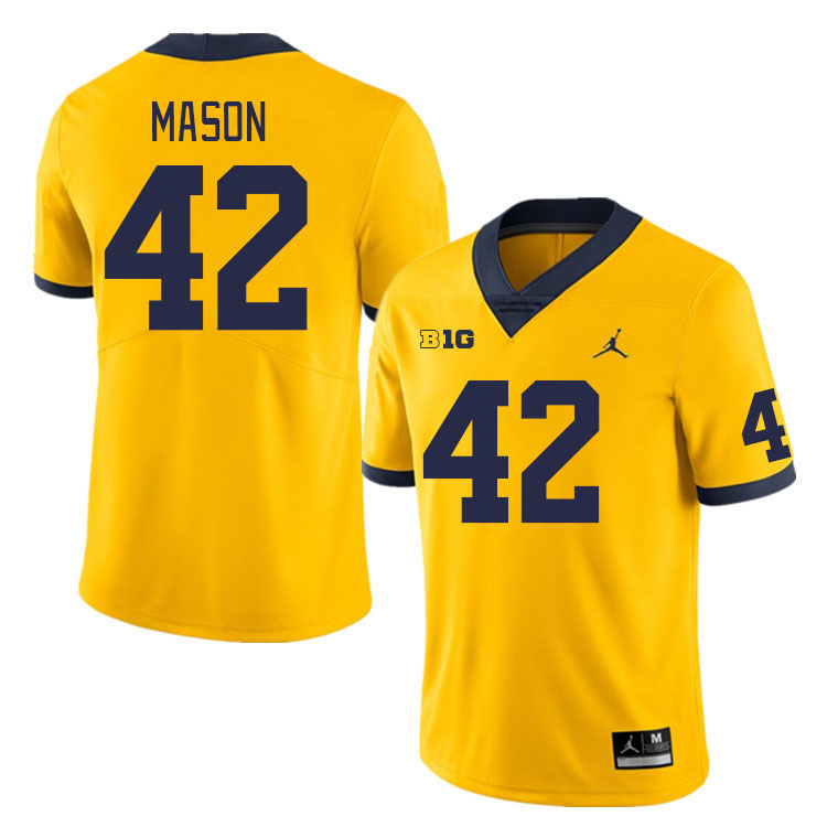 Michigan Wolverines #42 Ben Mason College Football Jerseys Stitched Sale-Maize
